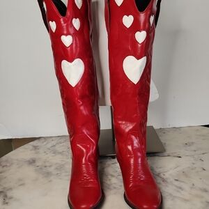 Red Heart Leather Women's Heeled Boots Sz 38